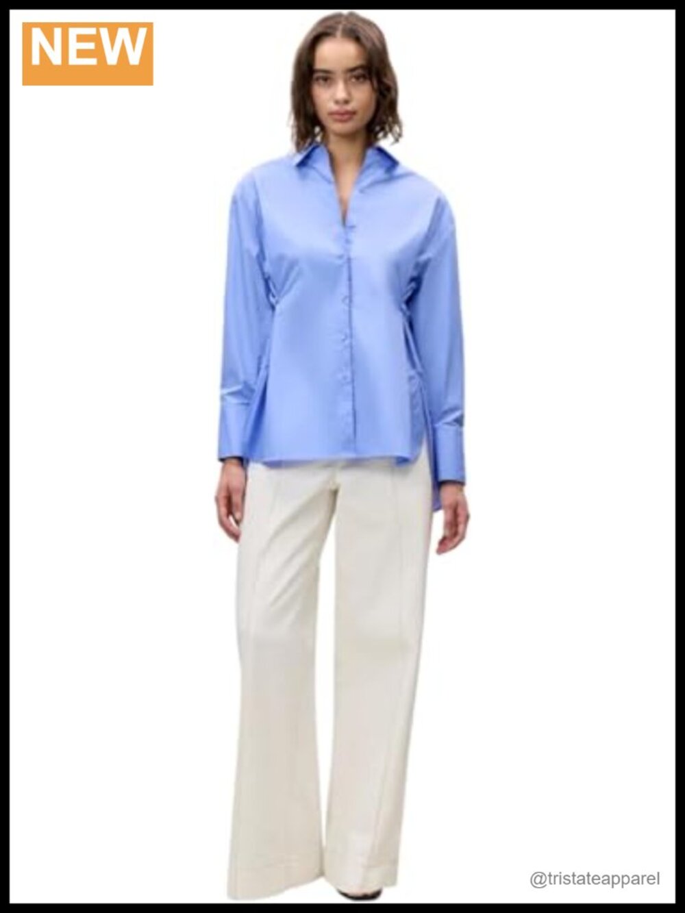 Rebecca Taylor Yara Poplin Button-Down Shirt, Convertible 2-Way Fit, 100% Cotton
